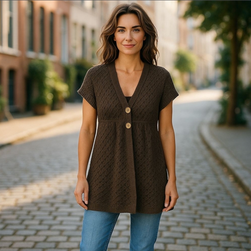 RARE• FREE PEOPLE Open Crochet Knit Tunic Sweater